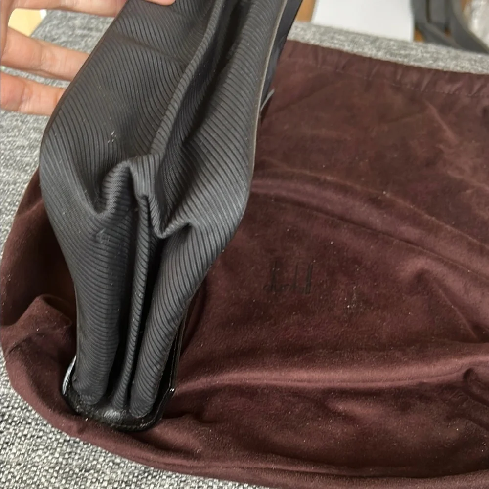 Dunhill Black Leather / fabric clutch with adjustable strap